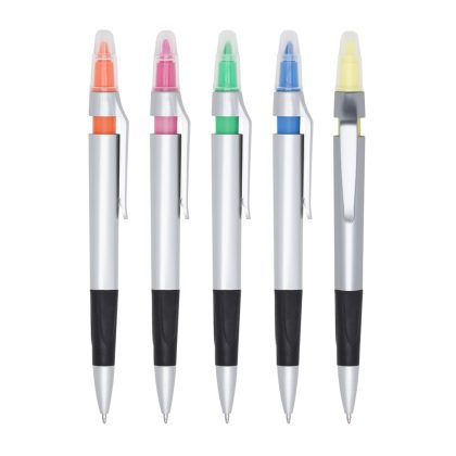 Caneta Plástica com Marca Texto - PR1135