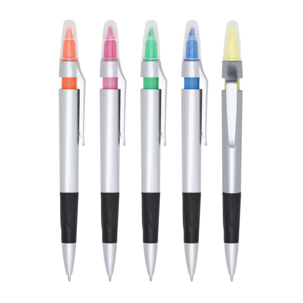Caneta Plástica com Marca Texto - PR1135