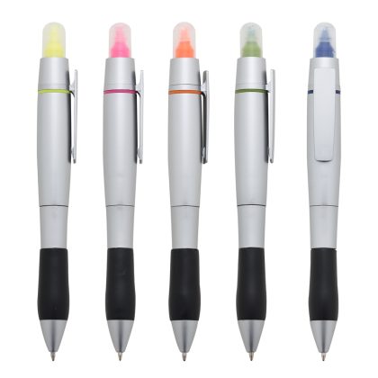 Caneta Plástica com Marca Texto - PR2028