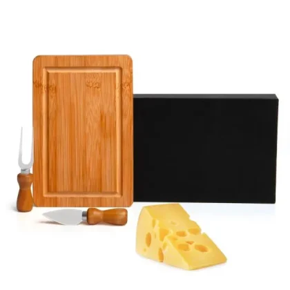 Conjunto Para Queijo Em Bambu/Inox - PR PD47023