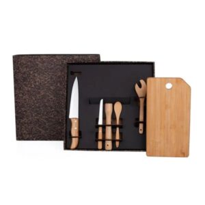 Kit Para Bar Em Bambu / Madeira Mônaco - 6 Pçs - PR KB00563