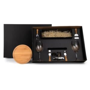 Kit Queijo E Vinho Com Espaço Para Garrafa - 9 Pçs - PR KT90007