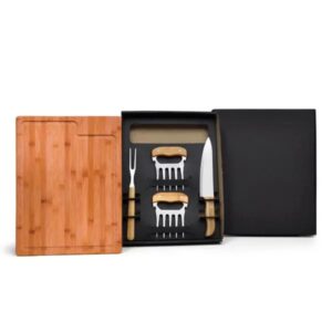 Kit Para Churrasco Em Bambu / Madeira / Inox - 5 Pçs - PR KT90307