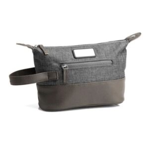 Necessaire Em Poliester 300D Com Detalhes Em Couro - Cinza - PR MA09122