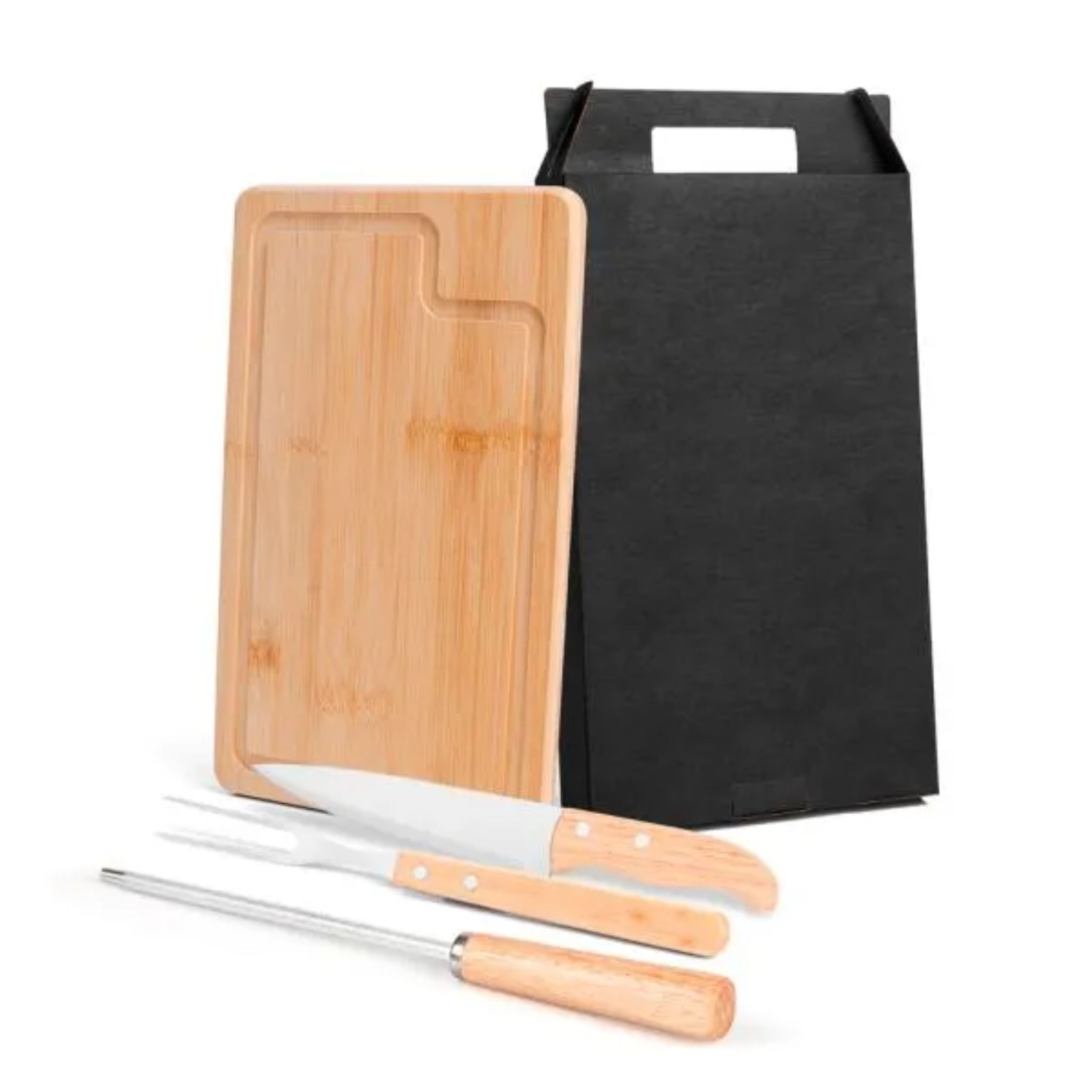 Conj. Para Churrasco Em Bambu / Inox / Madeira - 4 Pçs - PR MX19266