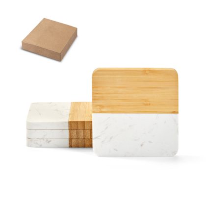 kit de porta copos de bambu - PR 94338