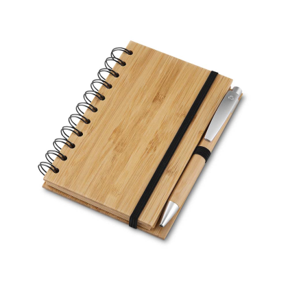 Caderno Capa em Bambu c/ Caneta - PR CAD380